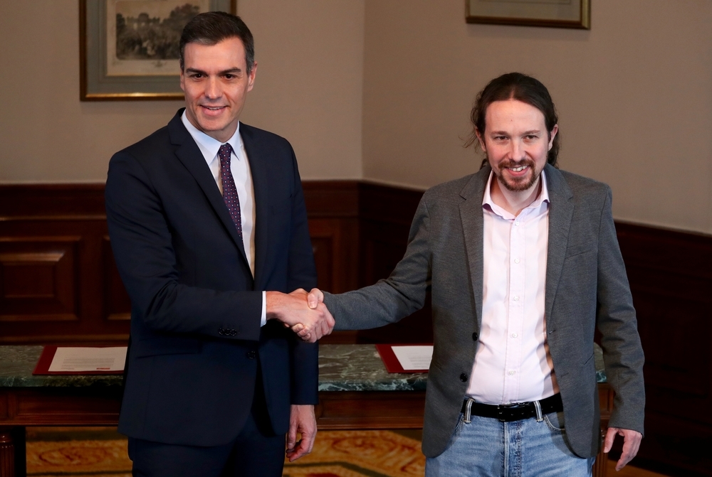 Sánchez e Iglesias firman un acuerdo de Gobierno de coalición