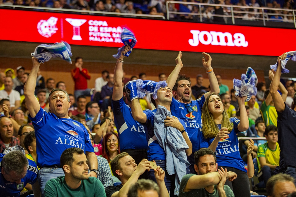 Copa de españa de Futbol sala en Malaga, partido entre el Valdepeñas Viña Albali y el Jaén, foto de Plantilla y enttenamiento del Valdepeñas  / RUEDA VILLAVERDE