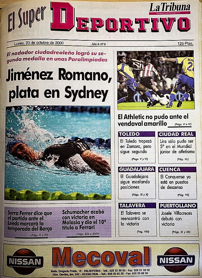 Portada del suplemento de deportes de ‘La Tribuna’ del 23 de octubre de 2000, con la plata de Jiménez Romano en Sidney.