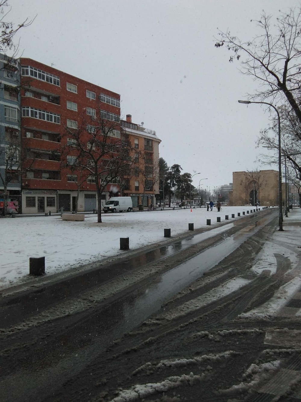 La nieve también visita la Puerta de Toledo de la capital   / @AGOREROSH