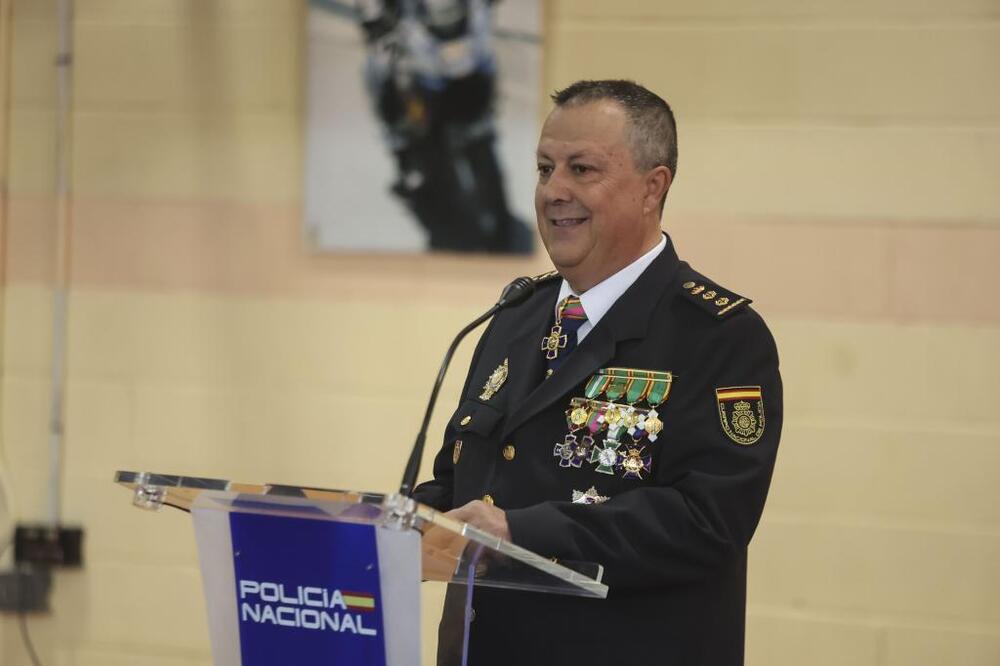 El comisario jefe provincial durante su alocución en el acto institucional del día grande de la Policía Nacional