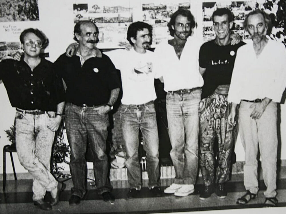 Hilario Camacho, José Antonio Labordeta, el alcalde Santiago Martín, Luis Eduardo Aute, Luis Pastor y Javier Krahe