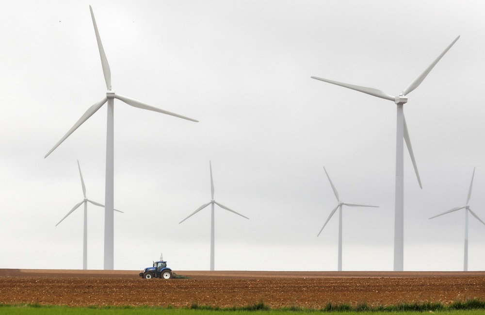 Parque eólico de Iberdrola, donde ‘conviven’ agricultura y energías renovables.