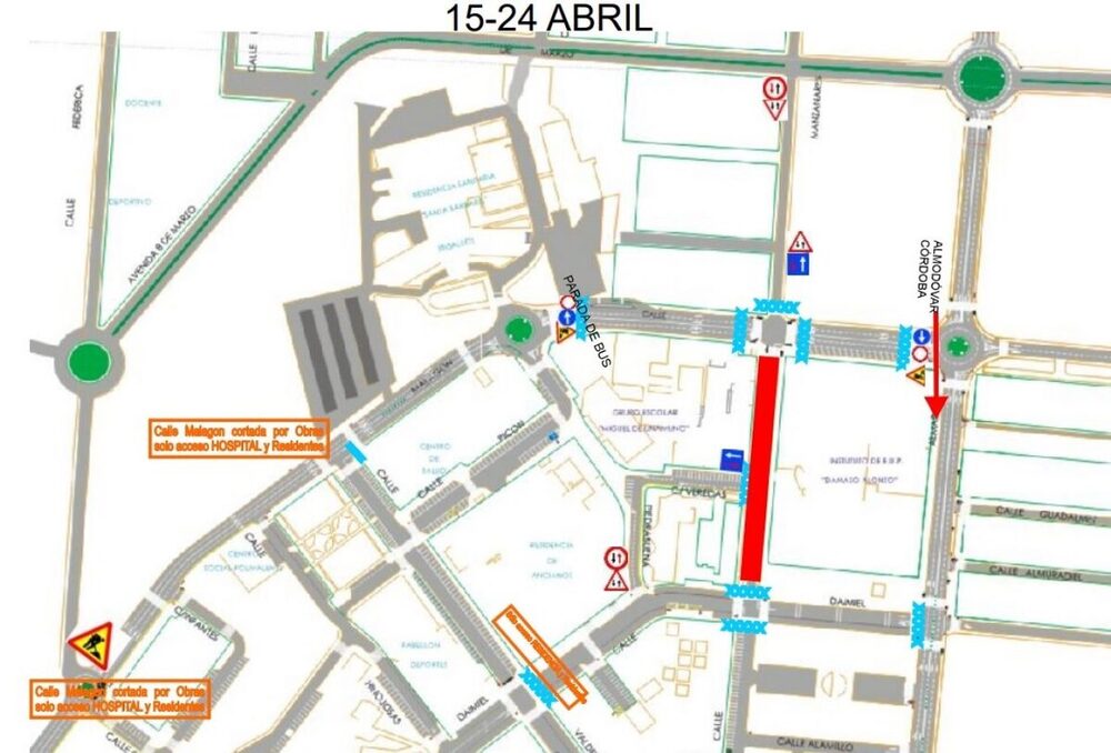 Las calle Daimiel y Malagón cierran al tráfico por obras