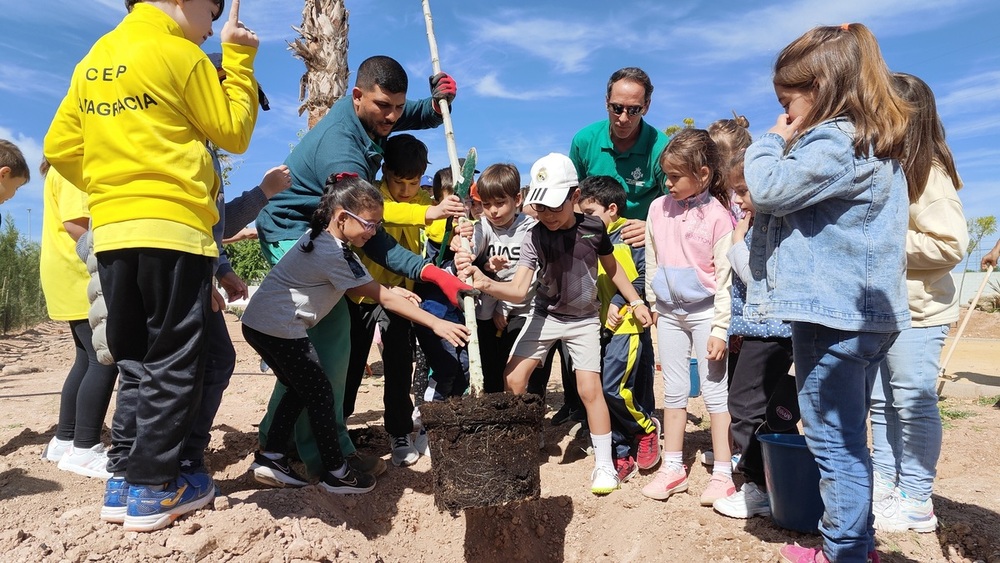 150 niños plantan árboles en la zona de estación de autobuses 
