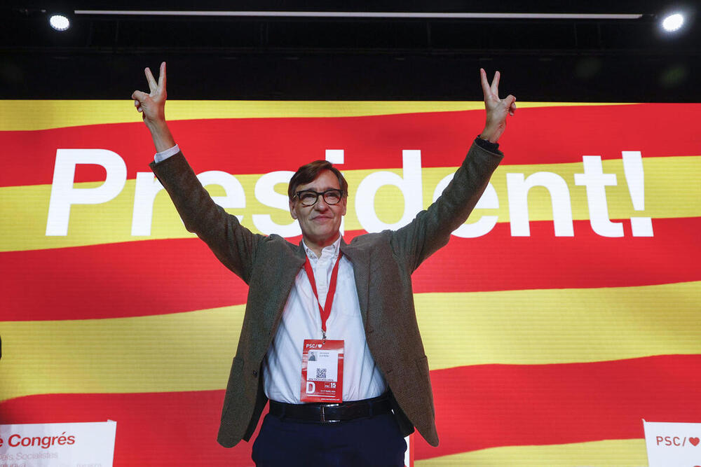 El primer secretario del PSC, Salvador Illa, tras ser elegido primer secretario del PSC y candidato a presidente de la Generalitat