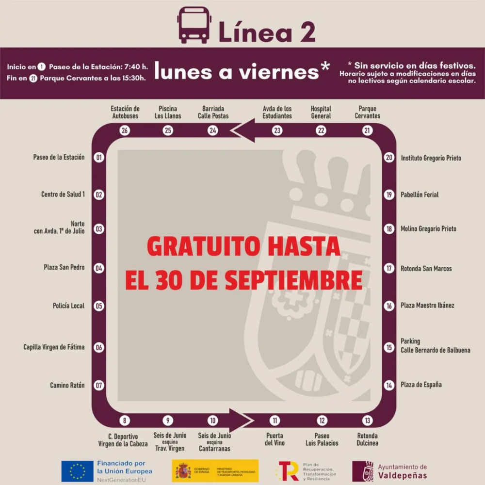 Nuevo servicio gratuito de bus en Valdepeñas