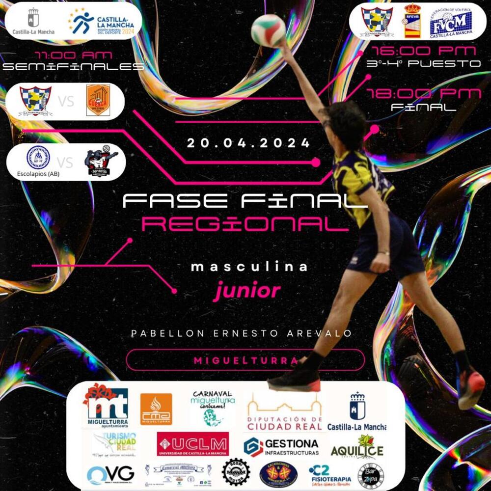 Cartel de la fase final regional júnior masculino que organiza la ADV Miguelturra.