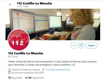 El perfil del 112 regional en Twitter suma 8.000 seguidores
