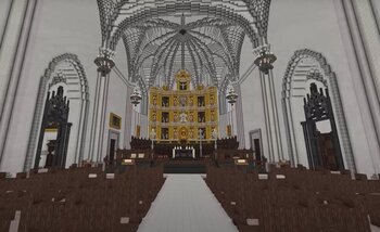 Unos jóvenes recrean la Catedral en el videojuego Minecraft